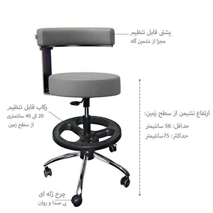 صندلی آزمایشگاهی مدل تابوره زیمنسی حلقه دار