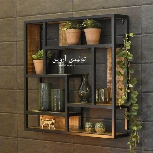شلف دیواری چوب فلز  مدل تندیس  با ارسال از کرج پس کرایه