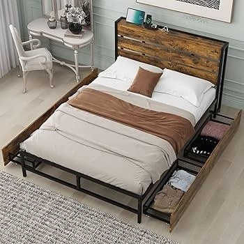 تخت خواب یک نفره باکس دار (4 باکس)چوب و فلز طرح مهراد با ارسال از کرج و پس کرایه