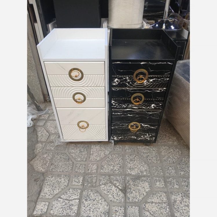 ترولی چوبی نوار طلایی دررنگ بندی سفید ومشکی هزینه ارسال درب منزل توسط مشتری پرداخت میشود