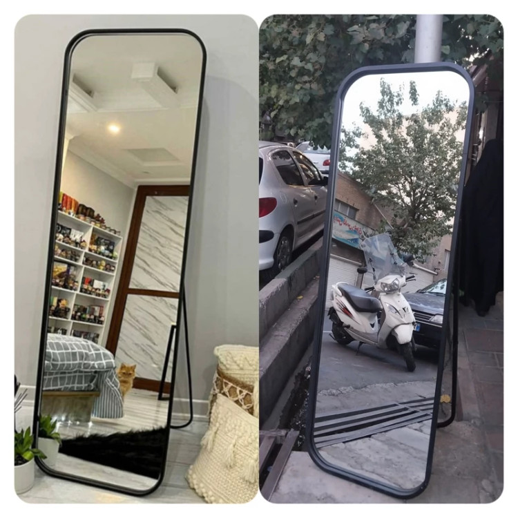 آینه قدی پایه دار مستطیل گوشه خم ابعاد 60 در180،